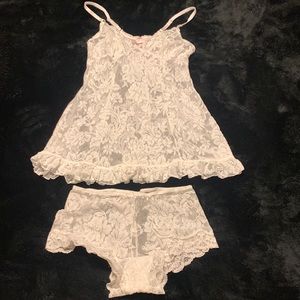 White Stretch-Lace Babydoll Nightie